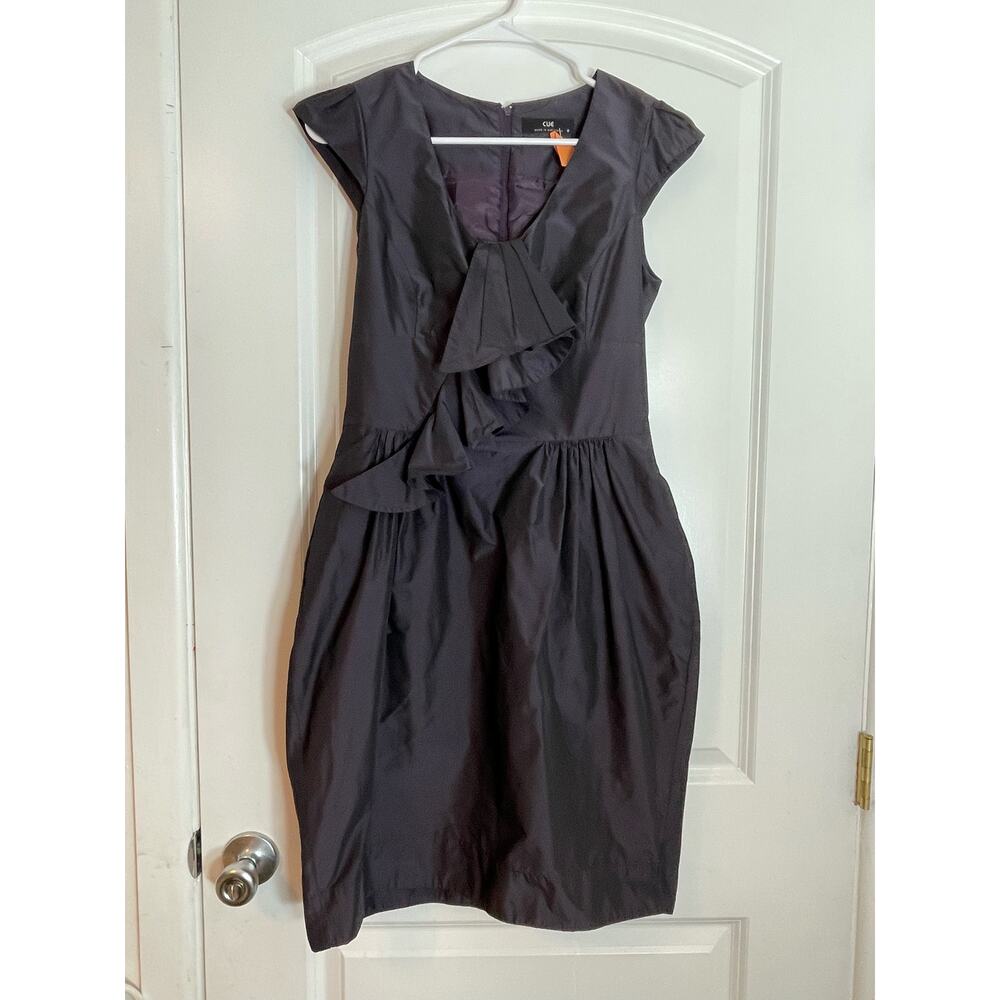 Cue Australia Cocktail Dress US Size Small Black Matte Satin Whimsygoth Formal